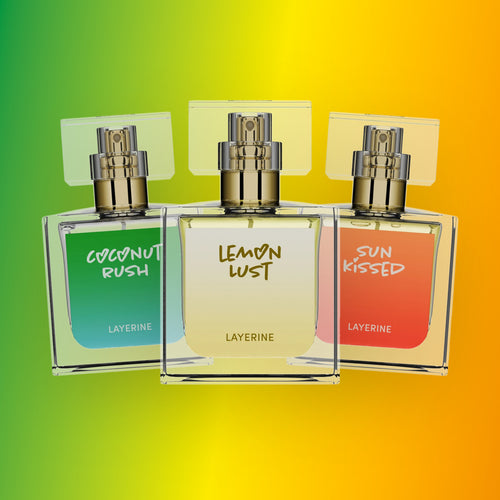 Bare Minimum: Coconut Rush, Lemon Lust, and Sun Kissed bottles
